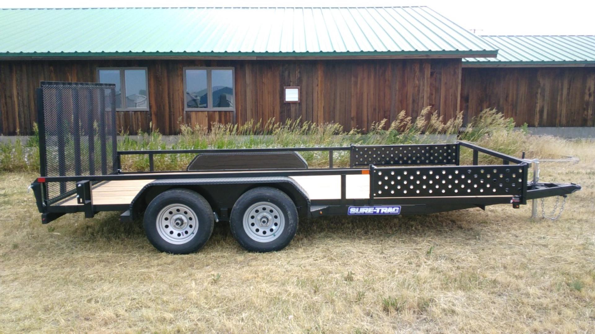 2025 Black SureTrac 7 x 16 Utility ATV , located at 310 West 1st Ave, Big Timber, MT, 59011, (406) 860-8510, 45.833511, -109.957809 - SURE-TRAC 7 X 16 TUBE TOP ATV, 7K GVW, SIDE AND REAR RAMPS, 15" RADIAL TIRES, BRAKES BOTH AXLES, EASY LUBE HUBS, LED LIGHTS, TREATED WOOD DECK, POWDER COAT FINISH, WIRING RUN IN CONDUIT, STAKE POCKETS, SPRING ASSIST REAR RAMP, SPARE TIRE MOUNT. OPTION: Spare Tire - $150.00. THE BEST TRAILERS AT - Photo#3