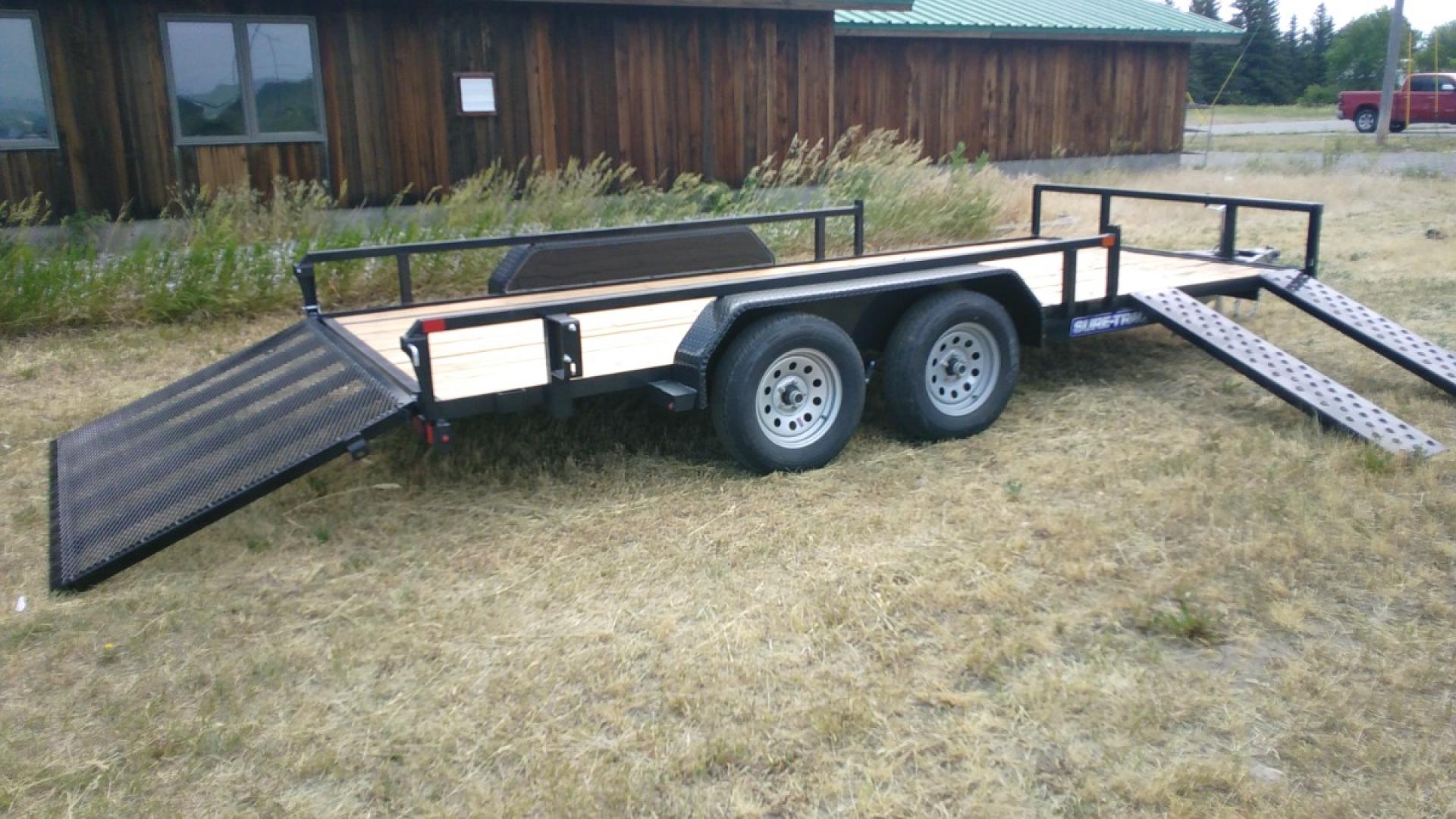 2025 Black SureTrac 7 x 16 Utility ATV , located at 310 West 1st Ave, Big Timber, MT, 59011, (406) 860-8510, 45.833511, -109.957809 - SURE-TRAC 7 X 16 TUBE TOP ATV, 7K GVW, SIDE AND REAR RAMPS, 15" RADIAL TIRES, BRAKES BOTH AXLES, EASY LUBE HUBS, LED LIGHTS, TREATED WOOD DECK, POWDER COAT FINISH, WIRING RUN IN CONDUIT, STAKE POCKETS, SPRING ASSIST REAR RAMP, SPARE TIRE MOUNT. OPTION: Spare Tire - $150.00. THE BEST TRAILERS AT - Photo#5