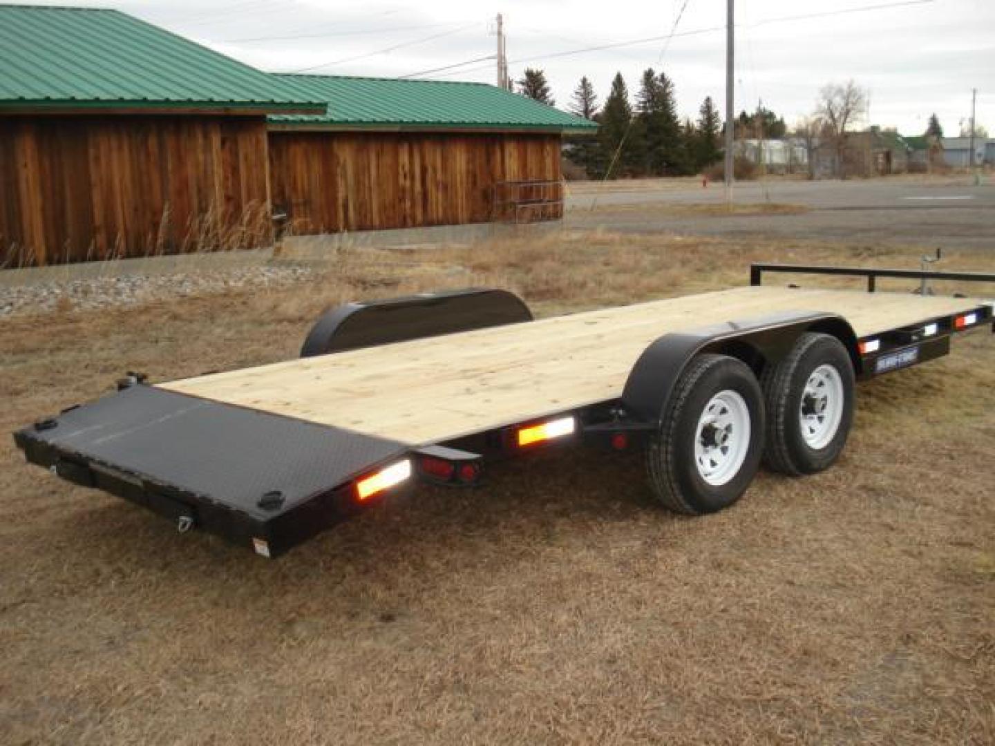 2025 Black 7 x 20-10K Car Hauler , located at 310 West 1st Ave, Big Timber, MT, 59011, (406) 860-8510, 45.833511, -109.957809 - SURE-TRAC 7 x 20 C-CHANNEL CAR HAULER, 10K GVW, 2' DOVETAIL, REAR STOW RAMPS, 15" - 8 PLY RADIAL TIRES, EZ LUBE HUBS, BRAKES BOTH AXLES, SIDE POCKETS, 2 X 6 TREATED WOOD DECK, (4) D-RINGS, LED LIGHTS, 7K SET-BACK DROP LEG JACK, SPARE MOUNT, 5" C-CHANNEL FRAME, 5" C-CHANNEL FULL WRAP TONGUE, 2-5-16" - Photo#1