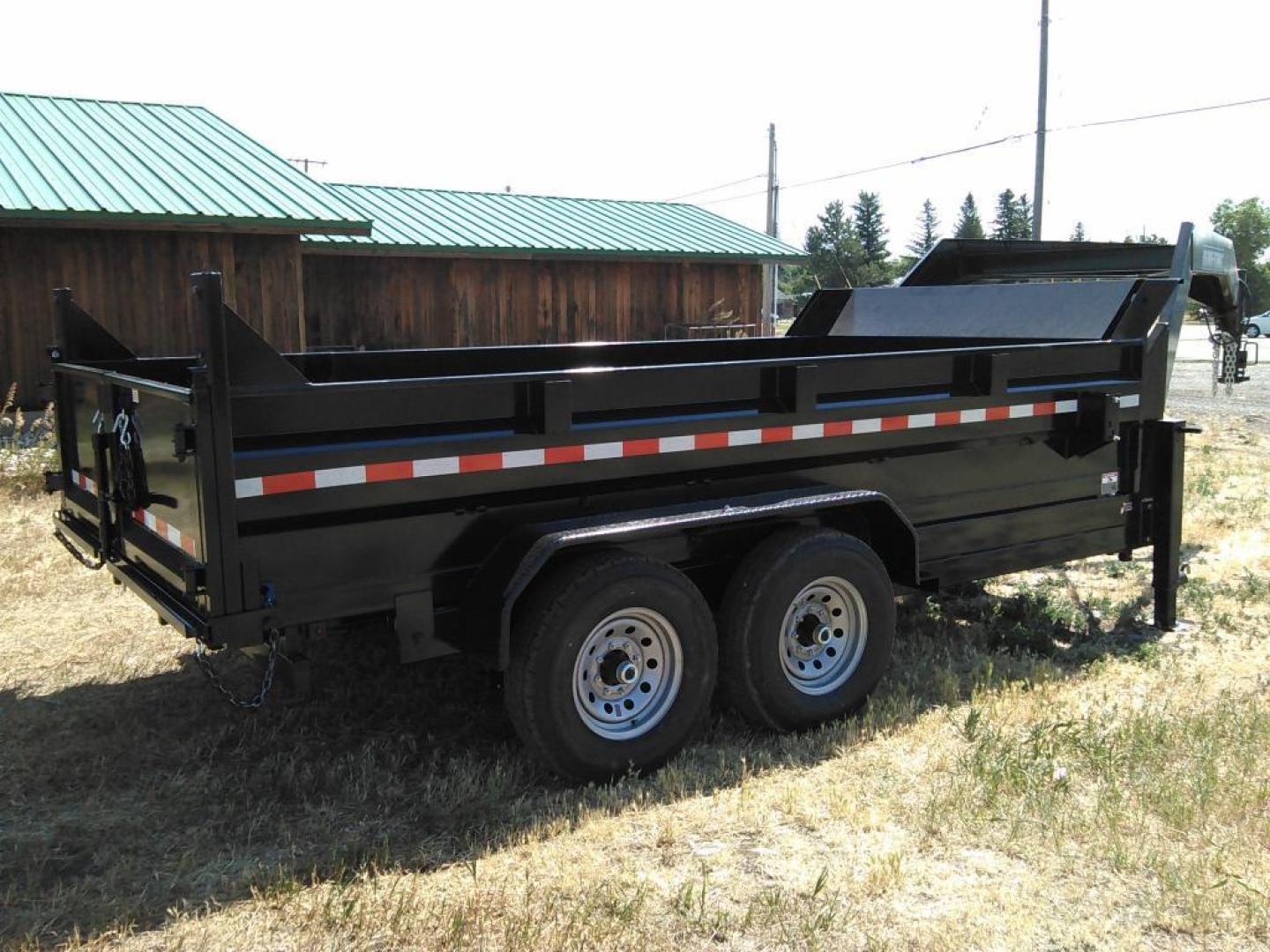 2025 Black SureTrac 7 x 14 GN LoPro Dump , located at 310 West 1st Ave, Big Timber, MT, 59011, (406) 901-0517, 45.833511, -109.957809 - NEW SURE-TRAC 7 X 14 LOPRO GN DUMP, 14K GVW, HD TELESCOPIC HOIST, 7 GA FLOOR, HD SLIPPER SPRING SUSPENSION, 7K AXLES W- EZ LUBE HUBS, LED LIGHTS, ELECTRIC BRAKES BOTH AXLES, COMBO BARN DOOR-SPREADER REAR GATE, HD REAR STOW RAMPS, 10 PLY - 16" RADIAL TIRES, STAKE POCKETS, ADJUSTABLE GN COUPLER, (5) D - Photo#1